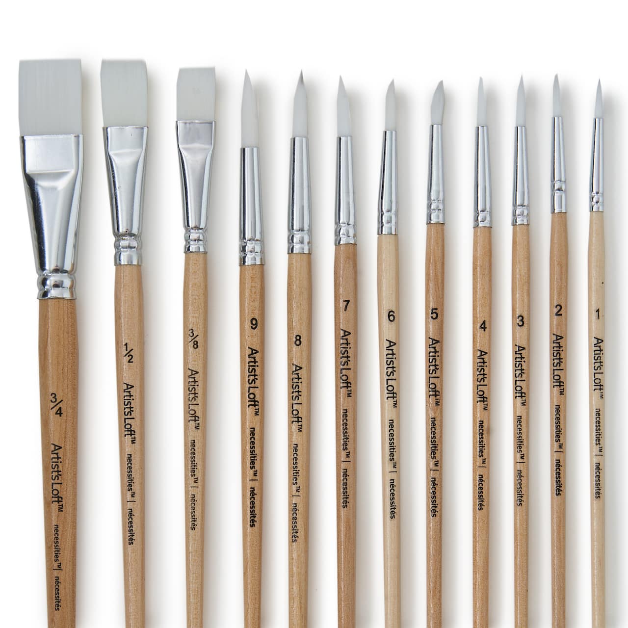 White Synthetic Flat &#x26; Round Brushes by Artist&#x27;s Loft&#xAE; Necessities&#x2122;